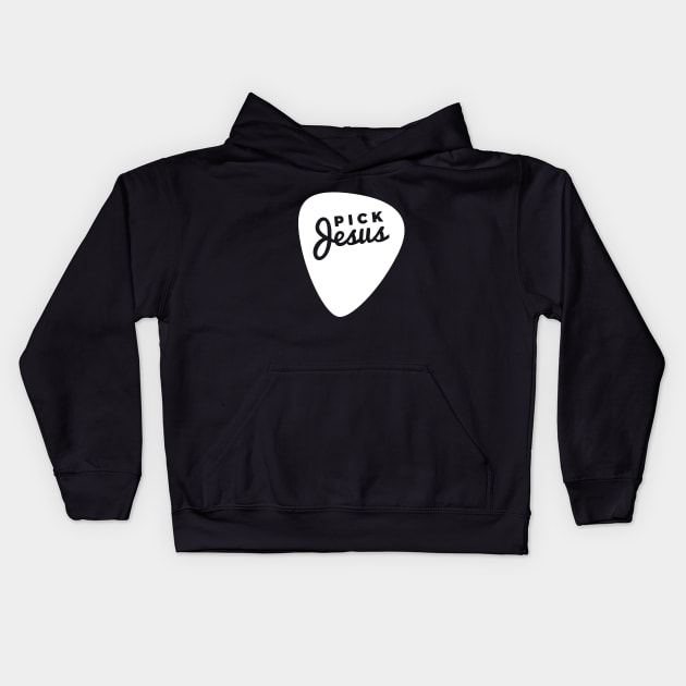 Funny Christian Guitar Pick Jesus Kids Hoodie by RedYolk